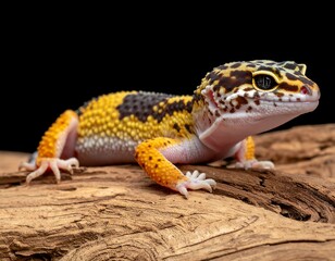 Close-up of a gecko on a log