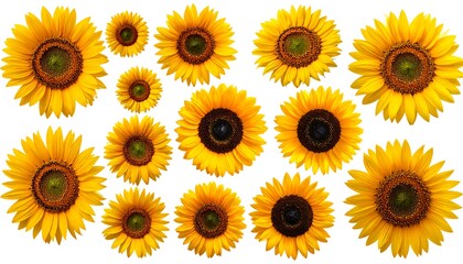Bright sunflowers on white background