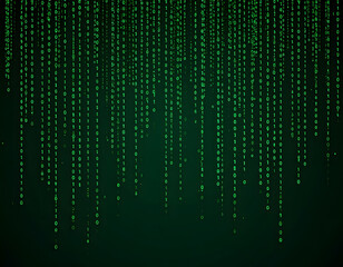Green Binary Code Rain on Dark Background for Technology Themes