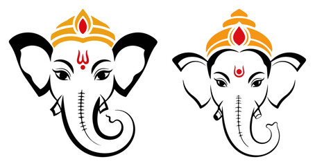 Lord Ganesha Head Outline for Ganesh Chaturthi Festival