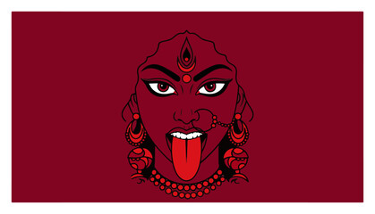 The Fierce Face of Goddess Kali Illustration