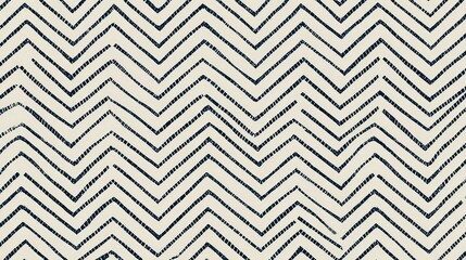 A repeat pattern of zigzag lines in dark blue over a textured cream background