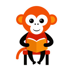 Fototapeta premium Monkey reading on chair