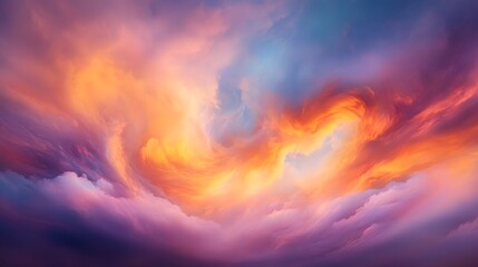 Fototapeta premium Vibrant Sunset Cloudscape, Abstract Swirling Colors