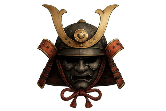 Japanese samurai warrior kabuto helmet with menpo mask