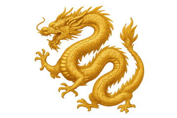 Obraz premium Golden chinese dragon symbolising power and good fortune