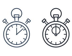 Two simple line art stopwatches
