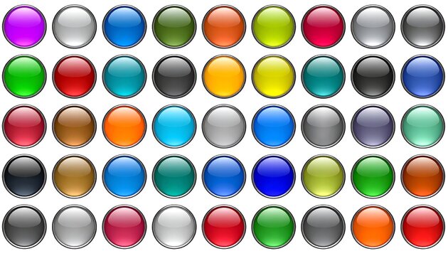 Colorful round buttons on white