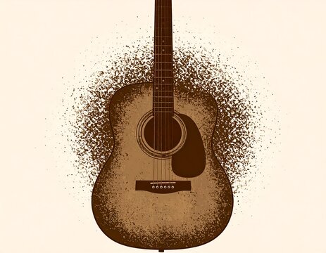 Acoustic guitar illustration with textured background