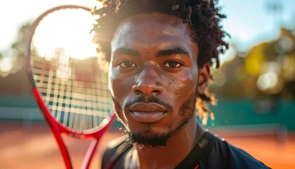 Close-up of a man on a tennis court