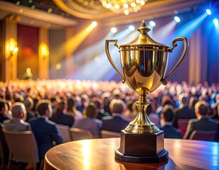 Golden trophy in a prestigious awards ceremony
