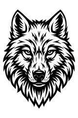 Stunning Black and White Wolf Head Vector Illustration - A Powerful Emblem of Wilderness, Strength, and Loyalty. Perfect for Logos, Tattoos, Apparel, and Digital Art Projects. A Detailed, SEO-Frie