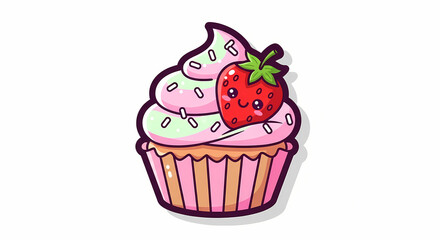 cupcake with cream and strawberry
