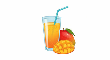 glass of orange juice and fruits