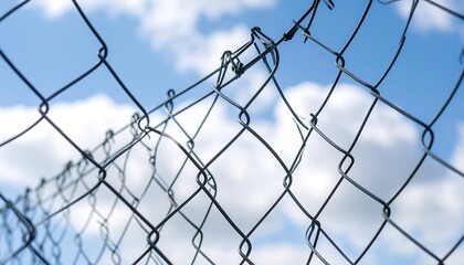 Chain link fence against a partly cloudy sky (1)
