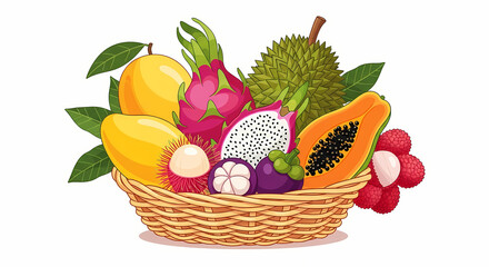 basket with easter eggs and flowers