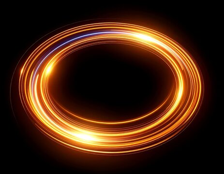 Circular light trails on black background