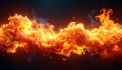 Fototapeta premium Abstract fire stream against a dark background
