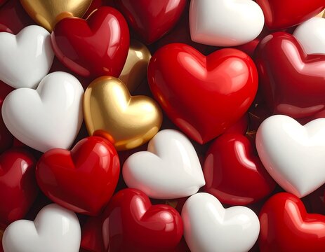 Heartfelt collection of glossy love symbols