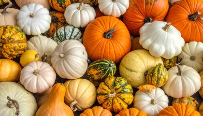A colorful array of pumpkins and gourds