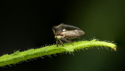 Treehopper Insect Macro on Leaf — Detailed Side Profile Shot