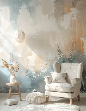Calming abstract featuring textures symbolic feel, qute gentle wallpaper nurseries element baby dreamy