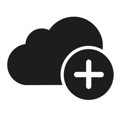 Obraz premium Cloud icon with a plus symbol indicating addition or new data.