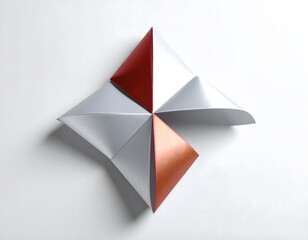 Colorful Geometric Origami Shapes on Smooth White Surface