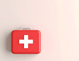 Bright Red First Aid Kit on Soft Background for Safety and Health