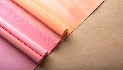 Soft Gradient Rolls of Paper in Shades of Pink and Peach Tones