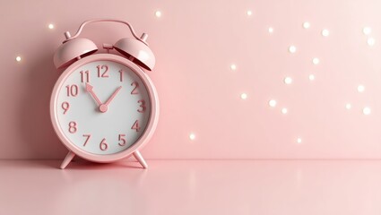 Pink Alarm Clock on Pink Background