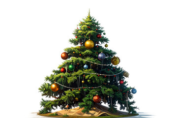 Christmas tree isolated on transparent background..