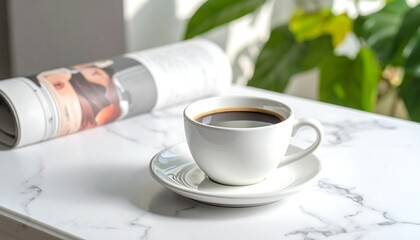 A cup of coffee, a magazine, and a sunny day