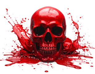 Red skull  isolated on transparent background..