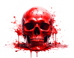 Red skull  isolated on transparent background..