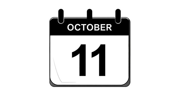 A minimalist illustration features a calendar showing "October 11" against a clean white backdrop. Its simple design is modern