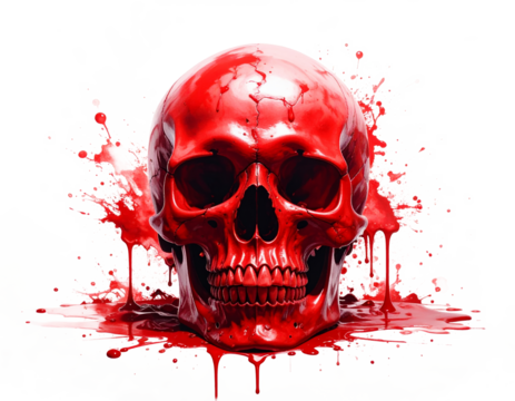 Red skull  isolated on transparent background.. - Powered by Adobe