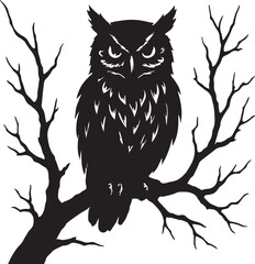Striking black and white owl illustration with a distinct white face on a contrasting monochrome background
