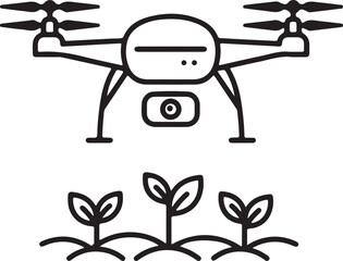 Modern drone technology icons for smart farming and agricultural innovation