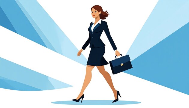 Businesswoman walking with briefcase, dynamic background