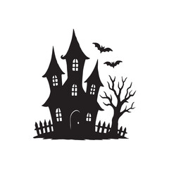 Spooky haunted house with scary halloween graphics perfect for banners and advertisements