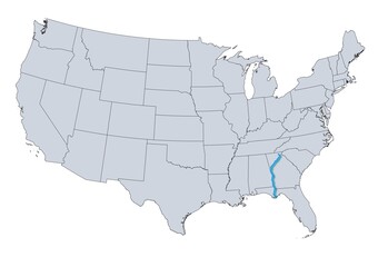 Chattahoochee River Map, USA