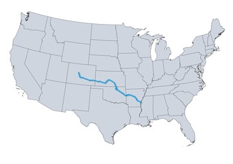 Arkansas River Map, USA