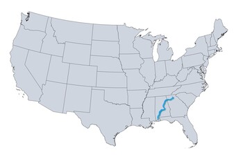 Alabama River Map, USA
