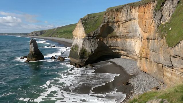significant historical coastal cliff formation located between two famous landing beaches