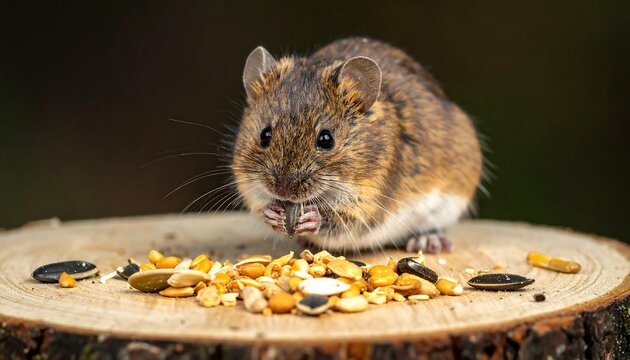 Close-up of a small rodent eating seeds