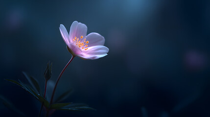 Ephemeral Blossom: A delicate flower bathed in soft light, showcasing its intricate details. The image evokes a sense of tranquility.
