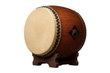 Traditional japanese taiko drum on stand with transparent background
