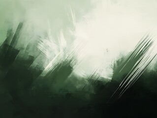 Obraz premium Abstract Green and White Brush Strokes Painting Texture Background