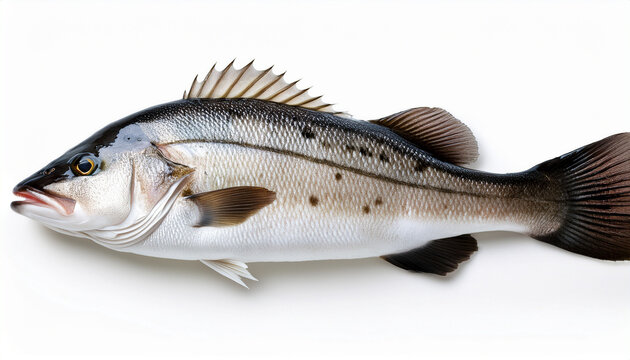 Spotted Sea Bass Isolated On White Background